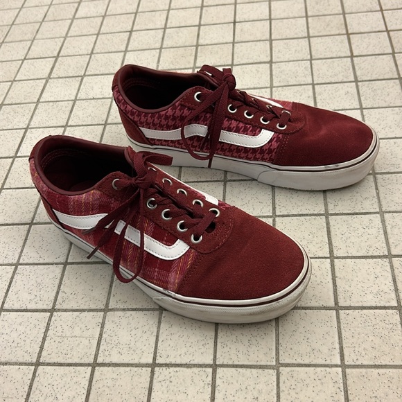 Vans Off the Wall - Plaid and Houndstooth Patterned Sneakers ~1 inch Platform - Picture 6 of 9